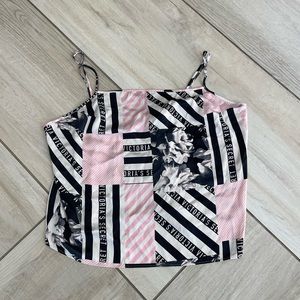 Victoria Secret Tank ToPink and Black Stripes Floral